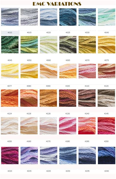 Dmc Variations Colors Variations Color Chart Dmc Mill Hill Beads Dmc Embroidery Floss