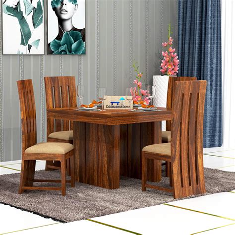 Buy Krishna Wood Decor Solid Sheesham Wood Dining Table 4 Seater With