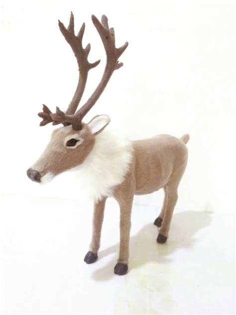 Simulation Reindeer Plastic Furs Christmas Deer Large 25x24cm Hard Model Toy Prop Home