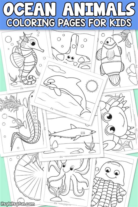 Find more ocean coloring page for kids printable pictures from our search. Ocean Animals Coloring Pages for Kids - itsybitsyfun.com