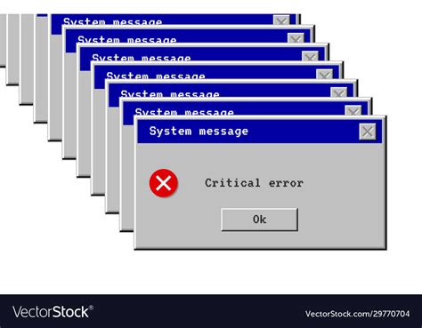 Critical error system message window old style Vector Image
