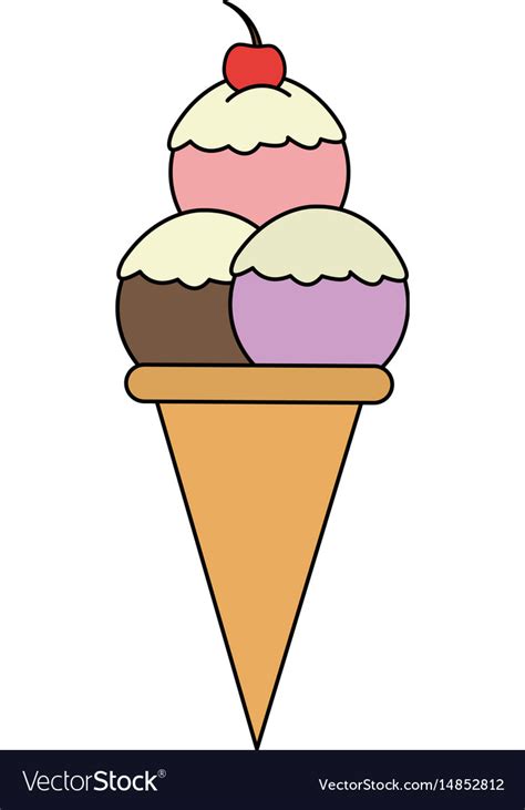 Are you looking for the best ice cream cone cartoon for your personal blogs, projects or designs, then clipartmag is the place just for you. Color image cartoon ice cream cone with three Vector Image