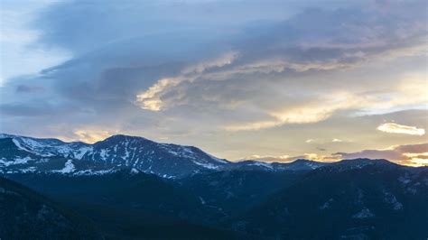 Sunrise Above The Mountains At Rocky Mountains National Park Colorado