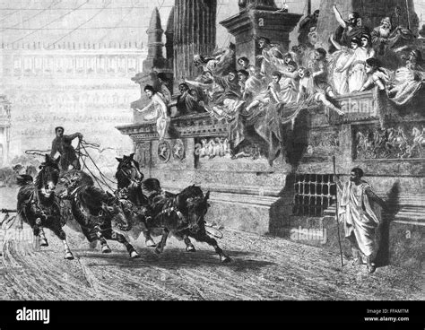 Ancient Rome Chariot Race Nchariot Race In The Circus Maximus Line