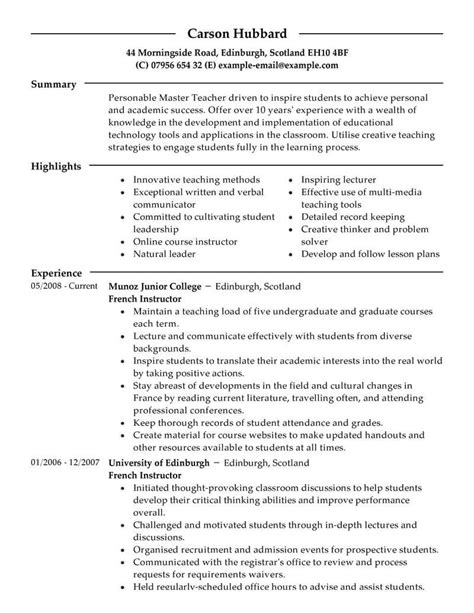 Your modern professional cv ready in 10 minutes‎. Best Master Teacher Resume Example From Professional ...