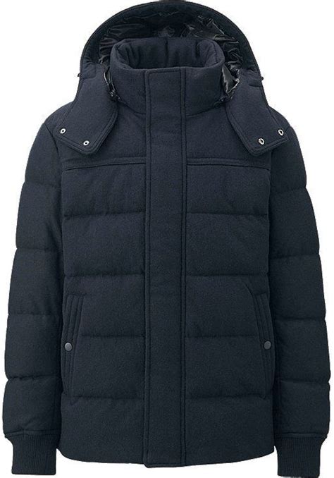 Uniqlo Men Stretch Wool Blended Down Jacket Mens Wool Coats Uniqlo