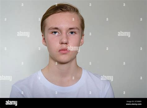 Face Of Young Handsome Blond Teenage Boy Stock Photo Alamy