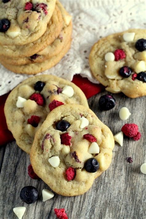 Dust the cookies with powdered sugar. Red White and Blueberry Cookies - Chocolate With Grace ...
