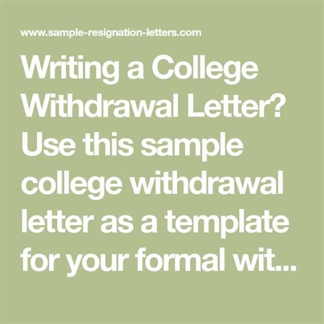 Writing A College Withdrawal Letter Use This Sample College Withdrawal