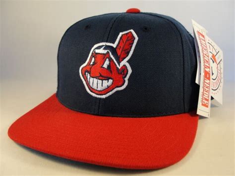 Vintage 90s Cleveland Indians Mlb Grosscap Pinstripe Snapback Hat Rare