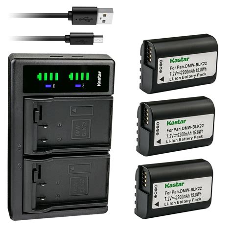 kastar 3 pack dmw blk22 battery and ltd2 usb charger compatible with panasonic lumix s5 ii