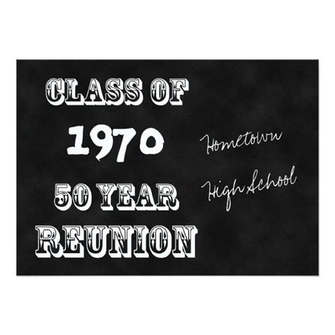 50th Year Class Reunion Vintage Chalkboard Invitation