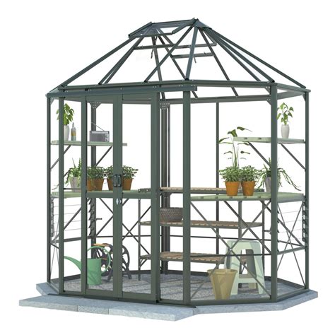 Hercules Octagonal Greenhouse 7ft 10in X 6ft 3in In Old Cottage Green