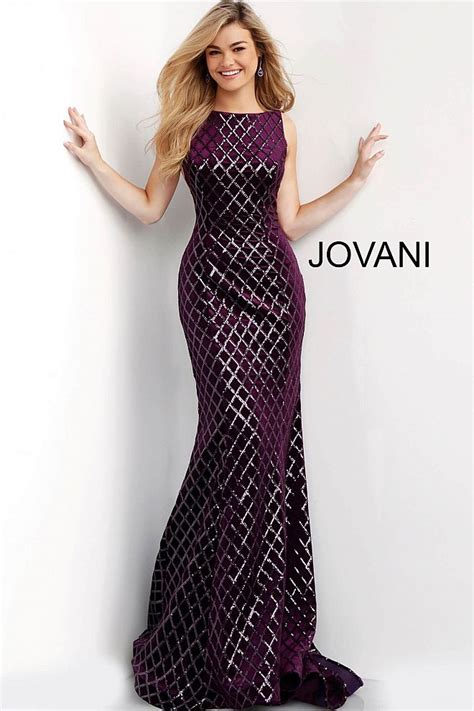 Purple Sequin Backless Velvet Evening Dress Jovani Backlessdress