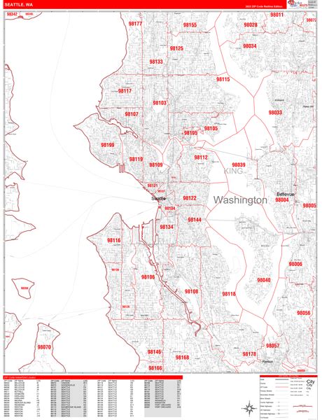seattle washington zip code wall map red line style by free nude porn photos