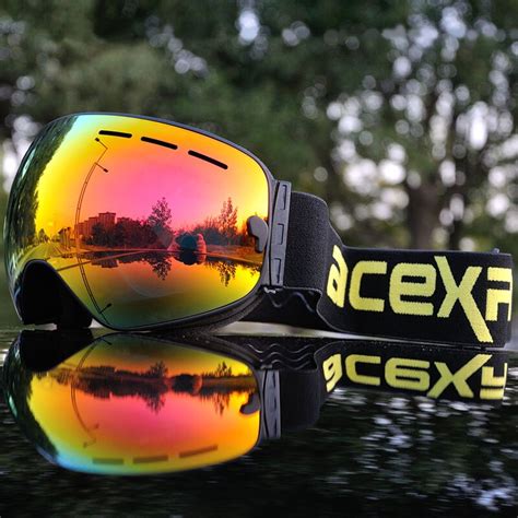 Acexpnm Ski Goggles Brand Double Layers Uv400 Anti Fog Big Ski Mask Glasses Skiing Men Women