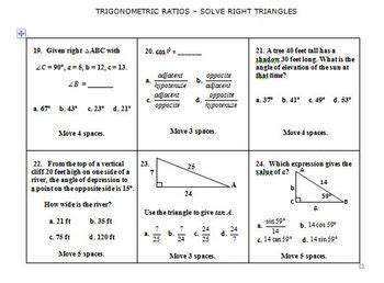 In this lesson, we will learn how to find and express the values of the three trigonometric ratios—sine, cosine, and tangent—for a given angle in a right triangle. Math Board Game - Trigonometry - Trigonometric Ratios and Solve Right Triangles