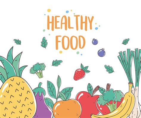 Healthy Food Poster With Fresh Fruits And Vegetables 1241106 Vector Art