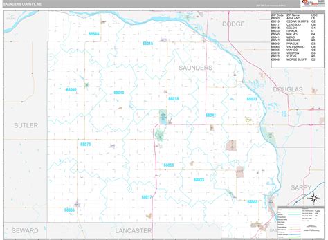 Saunders County Ne Wall Map Premium Style By Marketmaps Mapsales