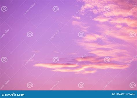 Pink Cloudy Sky At Sunset Stock Image Image Of Morning 217965311