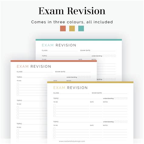 Exam Revision Planner Fillable Printable Pdf Student Etsy