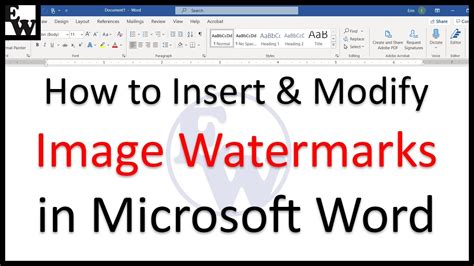 How To Insert And Modify Image Watermarks In Microsoft Word Youtube