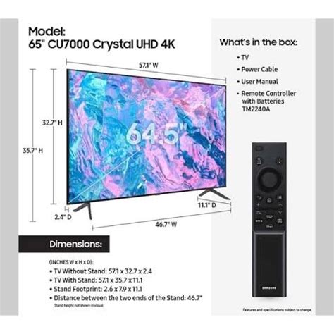 Samsung 65CU7000 Smart TV 65 Inch Crystal UHD 4K