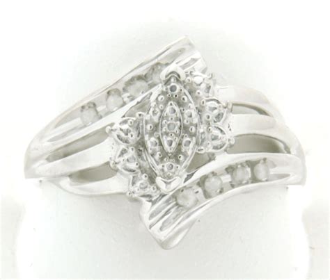 Sterling Silver Diamond Accent Marquise Ring Size 7 Only