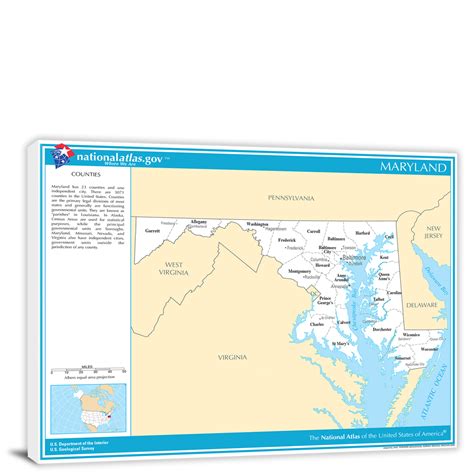 Maryland National Atlas Counties And Selected Cities Map 2022 Canvas