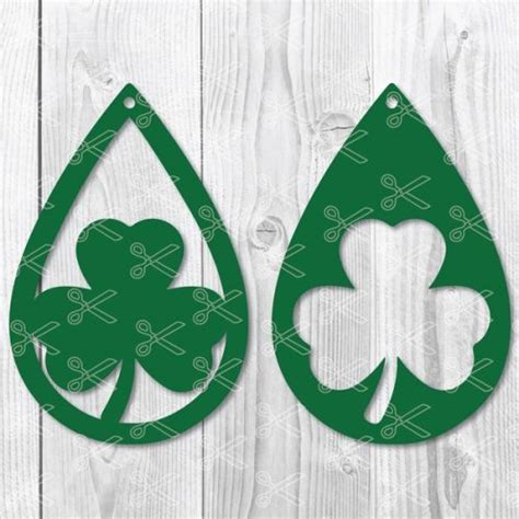 Shamrock Teardrop Earring Svg Dxf Png