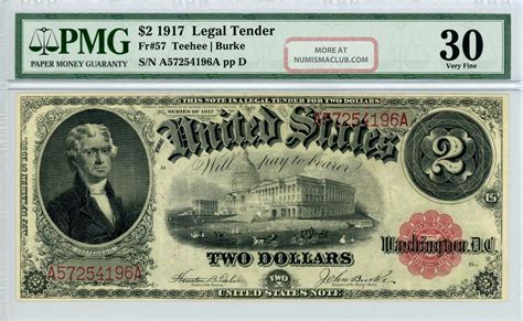 1917 Fr 57 2 United States Legal Tender Note Pmg Very Fine 30