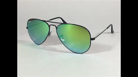 Ray Ban Aviator Sunglasses Rb3025 002 4j Black Green Gradient Flash Mirror Lens Youtube