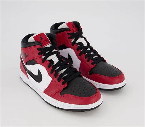 Jordan Air Jordan 1 Mid Trainers Black Black Gym Red His Trainers