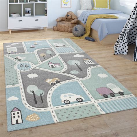 Kinderteppiche gehören in jedes kinderzimmer. Kinder-Teppich Straßen-Motiv Pastellfarben | teppich.de