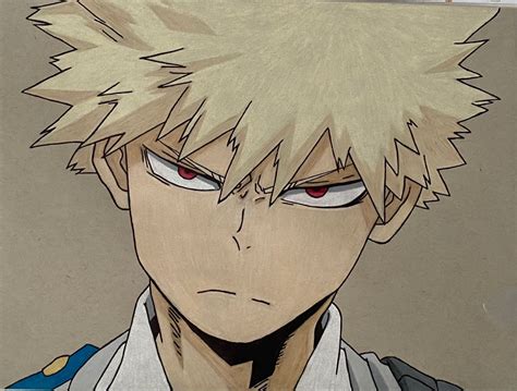 Bakugo Coloured Pencil Drawing Drawings Anime Portrait Drawing