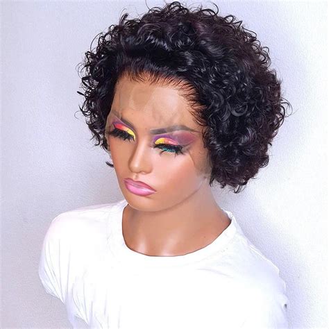 Pixie Cut Lace Wig Short Curly Human Wig Brazilian Curly Hair Wig Fron