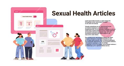 性的健康に関する記事を読む人々 人間の生物学と解剖学のレッスン 性教育 精神的 プレミアムベクター