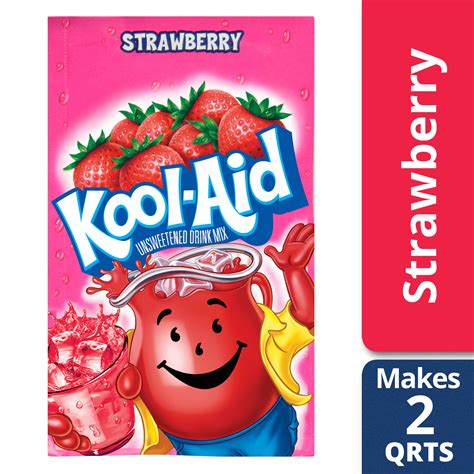 Kool Aid Unsweetened Strawberry Powdered Drink Mix Caffeine Free 0 14 Oz Packet