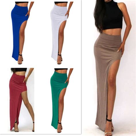 Weweya Sexy Split Package Hip Skirt Female Summer Long Pencil Skirts Women Skirt Cotton Waist