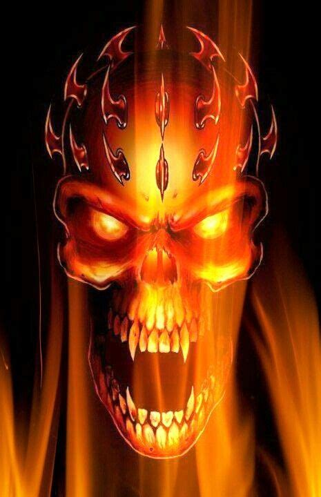 Fire Vampire Skull Skull Wallpaper Skull Art Drawing Skull Artwork