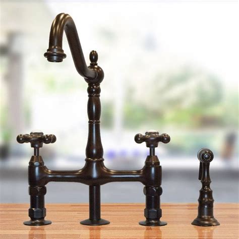They are installed near the stove, and have articulated. Bridge Style Kitchen Faucet with Metal Cross Handles ...