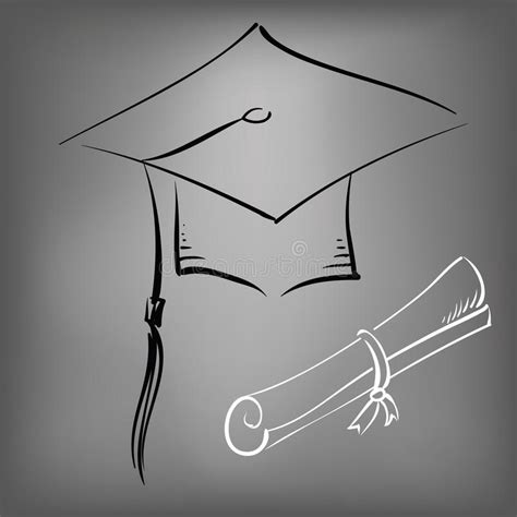Icono Negro Del Diploma Del Casquillo De La Graduación Ilustración Del