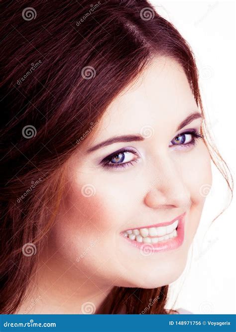 Portrait Of Beautiful Cheerful Young Woman Stock Photo Image Of Happy