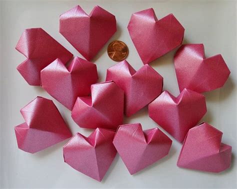 12 Origami Hearts 3dhandmade Paper Heartwedding Favorbridal Shower