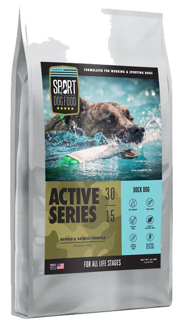 This diet prioritizes a formulation that contains no legumes, an ingredient which has been linked with lowered fertility rates in breeding dogs. Sport Dog Food Active Series Dock Dog Buffalo & Oatmeal ...