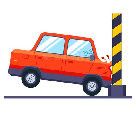 Car Crash Test The Vehicle Hitting The Wall Stock Vector
