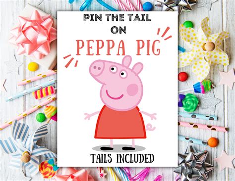 Pin Tail On Peppa Pig Peppa Pig Party Game Peppa Birthday Etsy