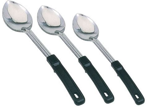Dynore Set of 3 Stainless Steel Serving Spoons with plastic handle Stainless Steel Cooking Spoon ...