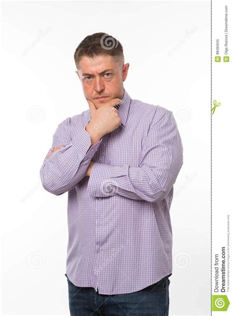 Young Wistful Man Showing By Hands Stock Image Image Of Flip