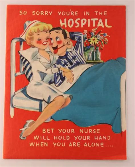 Vintage Cute Funny Nurse Crush Pop Out Get Well Soon Wishing Well Card